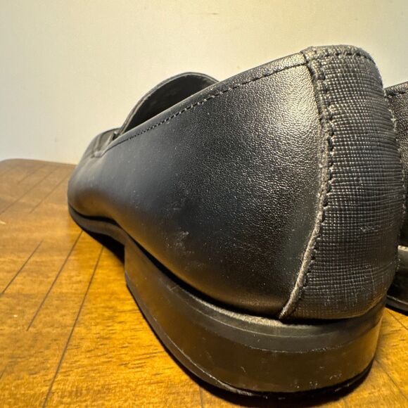 Black Leather Dress Loafers Calvin Klein Slip On Comfort Shoes Size 10 main image 4